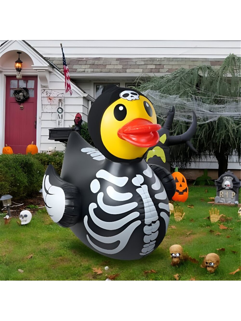 1Pcs 4.6 Feet Halloween Giant Inflatable Duck Outdoor Decorations,Huge Blow Up